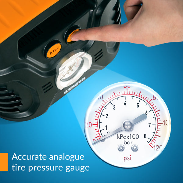Tire Inflator Portable Air Compressor AC/DC Power Supply  for Home (110V) and Car (12V)
