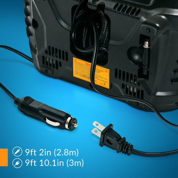 Tire Inflator Portable Air Compressor AC/DC Power Supply  for Home (110V) and Car (12V)