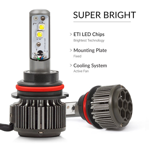 9007 LED bulbs with ETIs for the best visibility