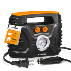 Tire Inflator Portable Air Compressor AC/DC Power Supply  for Home (110V) and Car (12V)