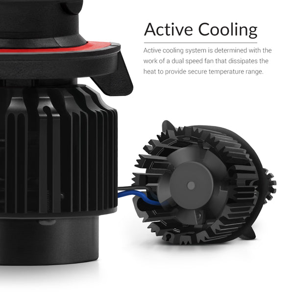 H13 LEDs heat sinks are made of aluminum and have built-in cooling fans