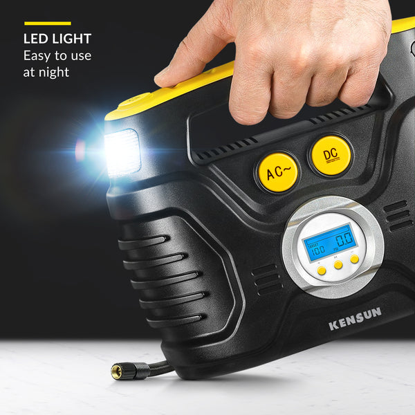 Kensun AC/DC Tire Inflator Pump for Car 12V DC and Home 110V AC AUTO SHUT-OFF DIGITAL GAUGE