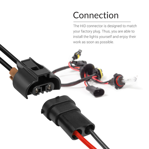 Plug and play connections make this HID 9006 low beam Xenon lights DIY