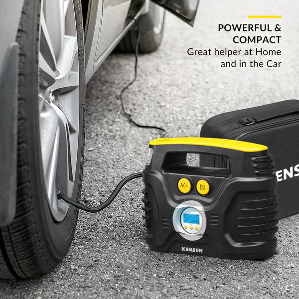 Kensun AC/DC Tire Inflator Pump for Car 12V DC and Home 110V AC AUTO SHUT-OFF DIGITAL GAUGE