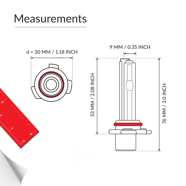 H10 Xenon fog lights bulb measurement