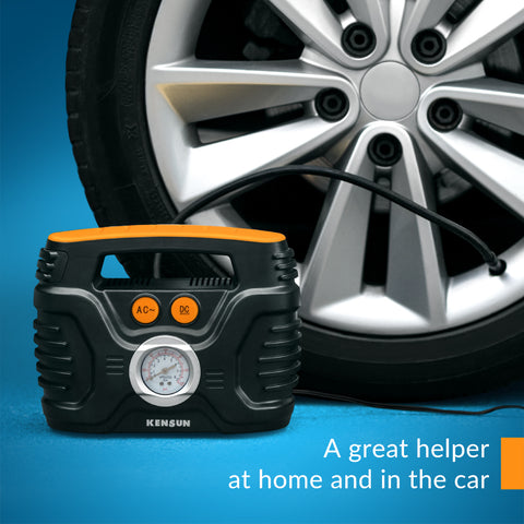 Tire Inflator Portable Air Compressor AC/DC Power Supply  for Home (110V) and Car (12V)