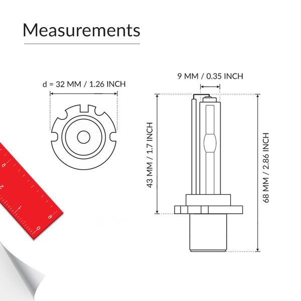 D2HS bulb base measurements