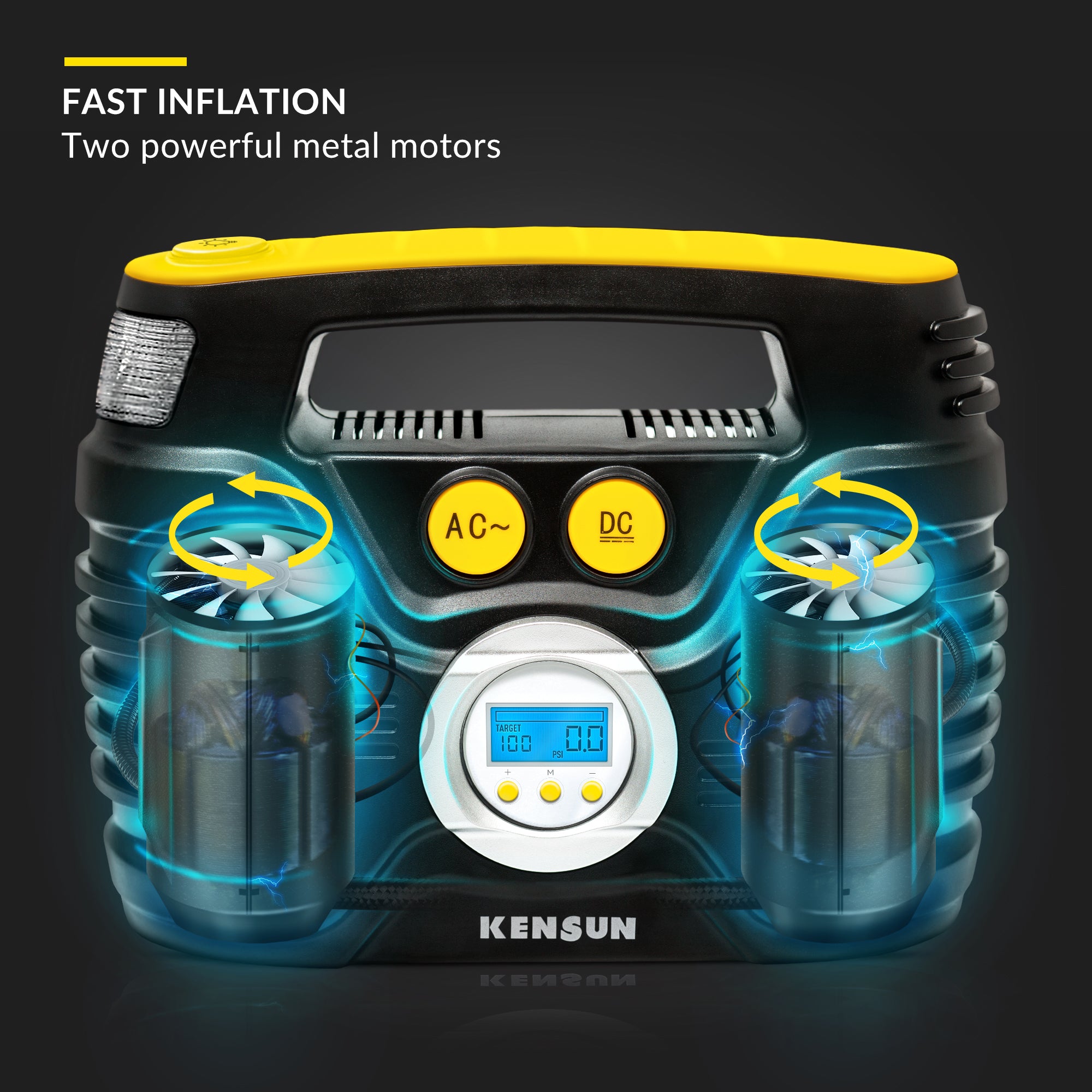 Kensun Handy Tire Inflator Emergency Air Pump - 100 PSI