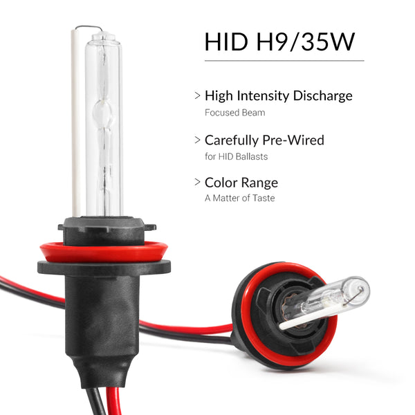 HID Xenon H9 headlight bulbs for better vision at nighttime