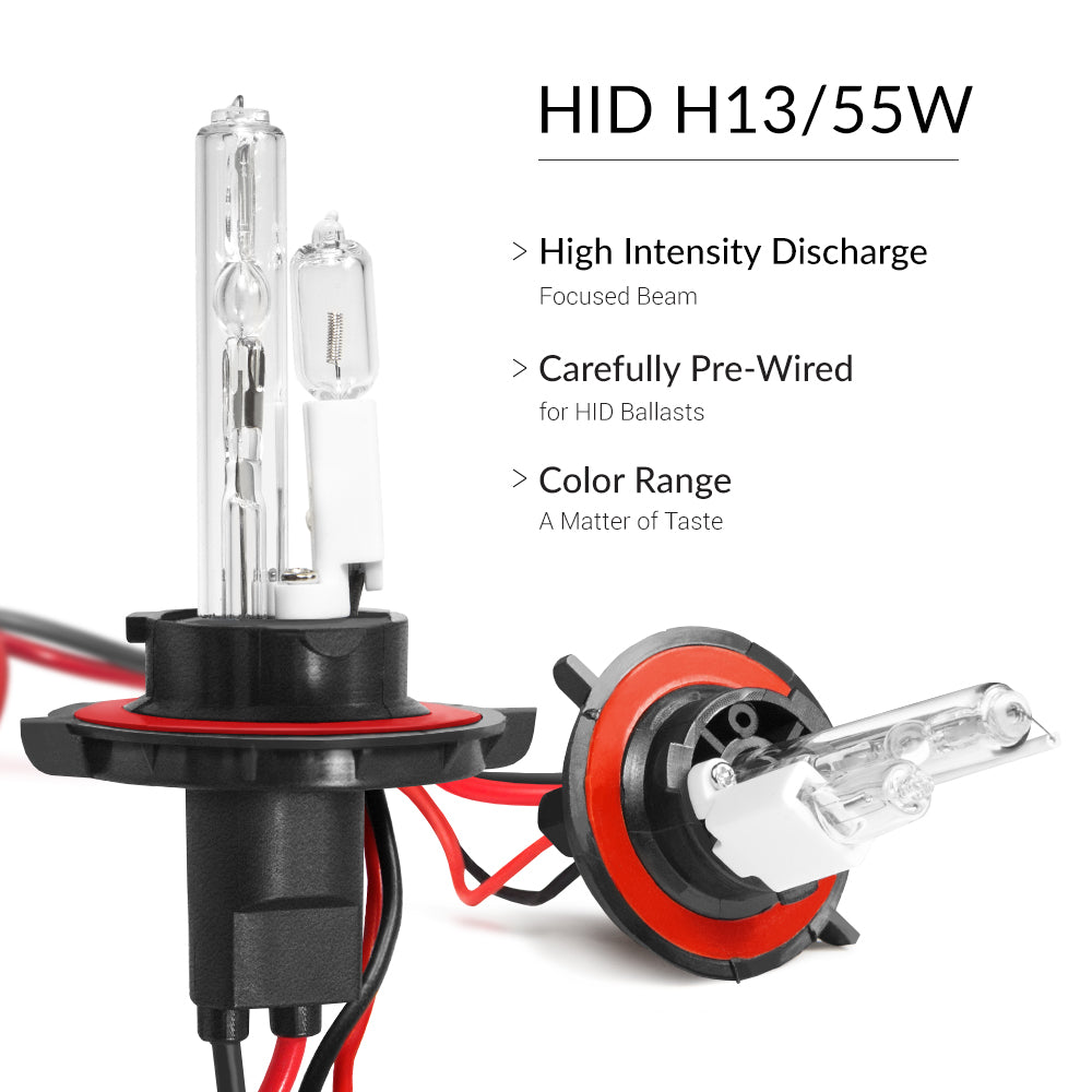 D-GEAR H13 12V 80/100W Super White Xenon Halogen Headlight Bulbs – Pair, High Quality, Made In Korea