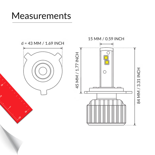 Precise measurements of the led h4 bulbs